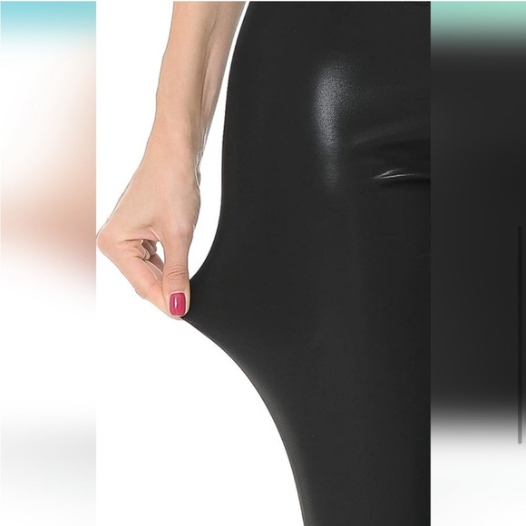 NWT Viv Collection Faux Leather Vegan Leggings Black Ankle Fleece Lined Sz M - Picture 11 of 11